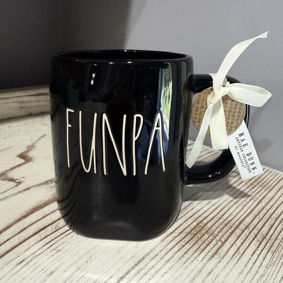 Rae Dunn Artisan Collection Funpa Coffee Mug Black White Letters Ceramic NWT - Picture 1 of 2